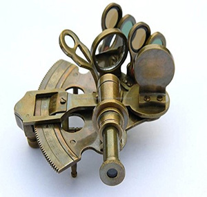 Sextant de bateau nautique en laiton antique de 5 pouces, astrolabe fonctionnel, télescope, instrument de navigation, outil marin pirate avec charnière - Product Image 4