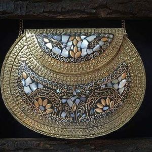 Túi Cầm Tay Túi Xách Tay Thời Trang Bằng Nhựa Và Đồng Thau Cho Nữ Dây Kéo & Móc Khóa Hình Học Cẩm Thạch Thủ Công Phong Cách Preppy - Product Image 1