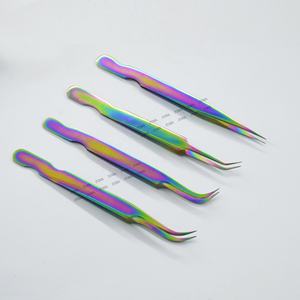 Suministros de belleza profesional Pinzas para extensiones de pestañas de plasma arcoíris Pinzas para pestañas de Punta puntiaguda de etiqueta privada - Product Image 3