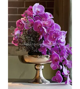 Tigela de flores de mesa decorativa para casa e casamento de luxo, tigela de pedestal de ouro e latão mais vendida