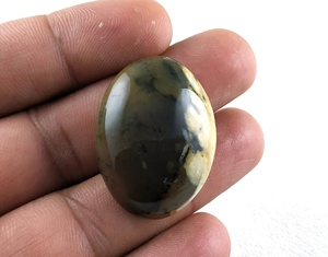 Opale dendritique naturelle pierre précieuse en vrac forme ovale lisse fil fait à la main enveloppé pour bijoux perles de pierre en gros - Product Image 2