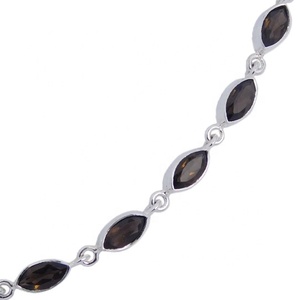 สร้อยข้อมือพลอยควอทซ์สโมคกี้แท้สวยเป็น925แข็งสีเงินสเตอร์ลิงสไตล์วินเทจโรเดียมชุบของขวัญที่สมบูรณ์แบบสำหรับเธอ - Product Image 2