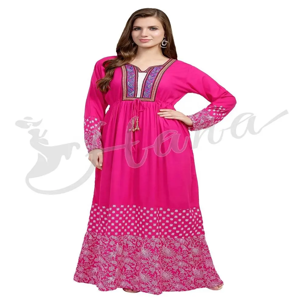 New Style Mode Stickerei Design Kaftan Kleider Moderne marok kanis che Kafatn Abaya islamische Kleidung Großhandel