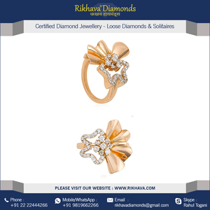 Rikhava Diamonds Ladies Elegant 18kt Rose <b>Gold</b> Round Brilliant Cut Diamond Bezel Setting <b>Ring</b> <b>Set</b> Luxury Jewelry - Product Image 2