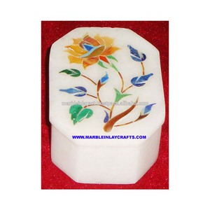 Handmade Polished Marble Inlay <b>Floral</b> Design Durable Jewellery <b>Boxes</b> - Product Image 1