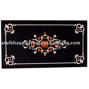 Rectangular Shape Natural Black <b>Marble</b> Decorative Semi Precious Stone Dining <b>Table</b> <b>Top</b> For Giveaways - Product Image 1