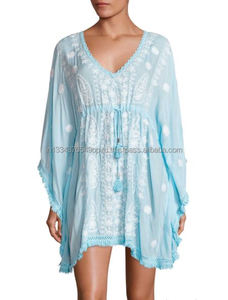 2019 dernières femmes Aari brodé tenue décontractée droite Boho Chic Empire ligne frangée ourlet dentelle Caftan Poncho couverture Sexy - Product Image 3
