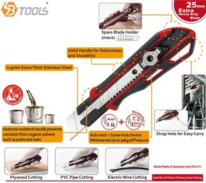 Couteau utilitaire professionnel à lame amovible à verrouillage automatique (fabriqué à Taïwan) - Product Image 3