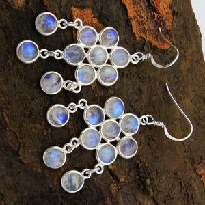 Christmas Special 925 Sterling <b>Silver</b> Jewelry rainbow Moonstone Larimar Gemstone Earring Wholesale Manufacture Jewelry - Product Image 2