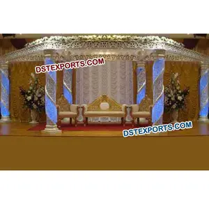 جديد الزفاف الفضة الكريستال Mandap مجموعة الهندي خيمة عُرس تصميم جديد