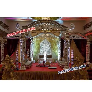 Mandap de mariage exquis ensemble de Mandap sculpté en fibre moderne fabricant de Mandap de mariage indien tendance meilleur ensemble de mariage Mandap USA - Product Image 1