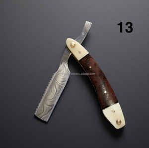 Maquinilla de afeitar recta, hecha a mano, de acero damasco Vintage, corte de garganta, para salón de barbería - Product Image 1