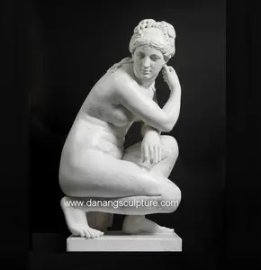 手工雕刻天然大理石装饰维纳斯雕像蹲金星底盘石像DSF-CD051