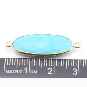 Conector de Howlite Facetado de Forma Ovalada, Bisel de Plata de Ley 925, Chapado en Oro de 14K, Hecho a Mano, para la Creación de Joyas - Product Image 2