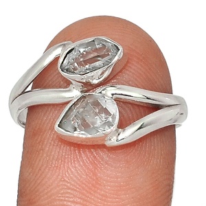 Único Herkimer Diamond-U.S.A Anillo 925 Anillo de plata esterlina sólida Bisel de piedras preciosas naturales personalizado Gota de agua Piedra rugosa - Product Image 1