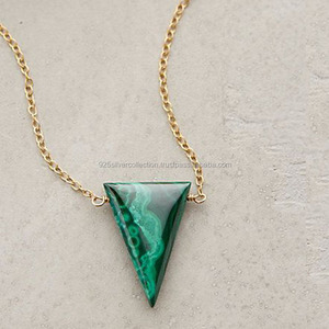 Collier en laiton de Malachite vert naturel, nouvelle mode populaire, livraison gratuite, 1 pièce - Product Image 2