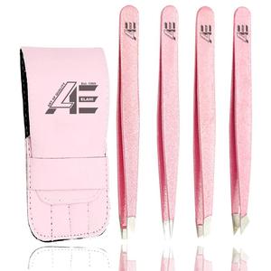 Pinzas de Acero Inoxidable Premium 2026 con Punta Curva Inclinada, Color Rosa, Herramientas de Belleza para Extensiones de Pestañas y Arte de Uñas, Gran Venta - Product Image 1