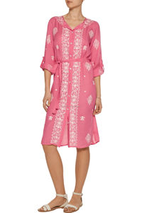 Vestido de playa para niña, ropa exclusiva de origen indio, rosa y blanco con contraste bordado, para playa y complejo turístico, para fiesta - Product Image 2