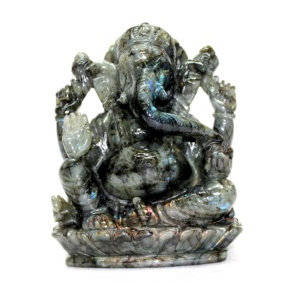 Statue de Ganesha de qualité supérieure fabriquée à la main Labradorite pierre précieuse sculpture bouddhisme spirituel Sculpture de l'Inde Type de gravure - Product Image 3