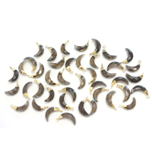 Pendentif en quartz fumé de 16 à 18 mm avec bélière en forme de lune plaqué or pour la fabrication de bijoux - Product Image 2