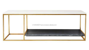 Marco oro Base superior de vidrio mesa de café - Product Image 2