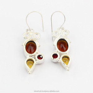 Pendientes de piedras preciosas de topacio ahumado Plata de Ley 925 hechos a mano elegante gota fina pendientes de niña regalo de aniversario al por mayor - Product Image 4