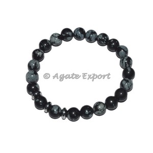 <b>Gemstone</b> Snowflake <b>Bracelets</b> with Round Charm Healing Stone <b>Bracelets</b> Product - Product Image 1