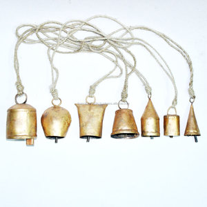 Blue Hand Painted Wrought Iron Rustic Mental Hanging <b>Garden</b> Cow Bells Accessories - Product Image 5