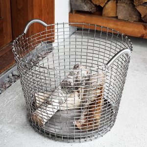 Treillis métallique Rond panier à bûches En Métal Avec Poignées - Product Image 2