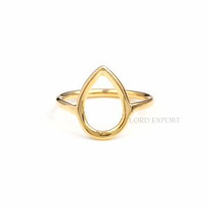 Anillo de Plata de Ley 925 Maciza con Baño de Oro de 18k y Piedra de 7x9 mm para Mujer, Joyería Fina al por Mayor, Fabricantes de Joyería - Product Image 1