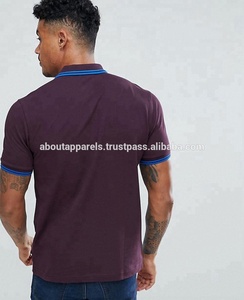 Polo de diseño personalizado a granel 100% algodón para hombre, Polo transpirable ajustado con doble punta en rojo oscuro - Product Image 2