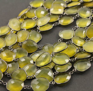 Piedras preciosas bisel enlace de cuarzo de limón de rodio negro al por mayor conectores joyería - Product Image 1