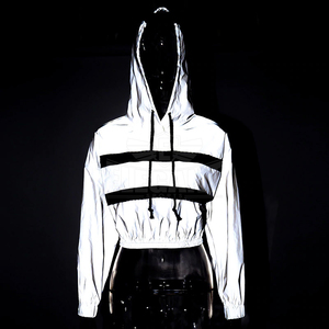 Survêtement Réfléchissant à la Mode pour Femmes, Crop Tops, Hoodies, Pantalons Longs, Ensemble de 2 Pièces, Ensembles de Femmes de Couleur Contrastée - Product Image 5