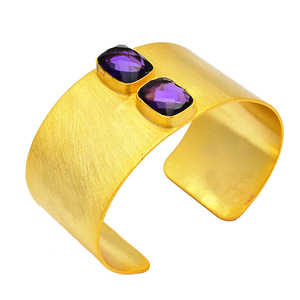 925อัญมณีอเมทิสต์สีม่วงธรรมชาติสำหรับผู้หญิงกำไลชุบทองและเงินสเตอร์ลิงกำไลข้อมือแฟชั่นคลาสสิก - Product Image 1