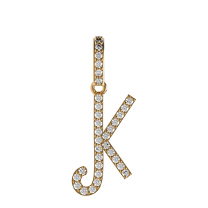 Pendentif en or jaune 14 carats avec initiale K sertie de diamants naturels, bijoux fins faits à la main, vente en gros - Product Image 1