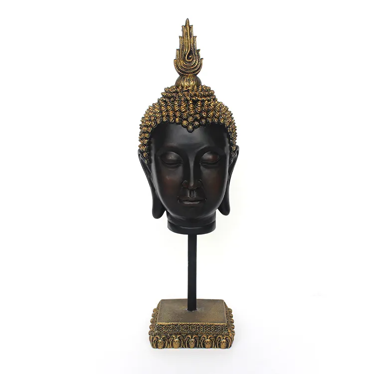 Scultura personalizzata della statua della testa di buddha in resina per la decorazione domestica