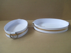 2024 plateau ovale en métal créatif professionnel écologique pour la maison hôtel fête mariage quantité en vrac utilisation qualité d'exportation indienne - Product Image 4