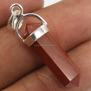 Hexagonal Reiki Natural jaspe rojo piedra preciosa 925 joyería de plata esterlina pura dijes solitarios y colgante joyería fina - Product Image 1