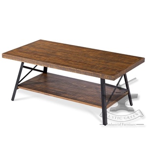 โต๊ะกาแฟไม้สไตล์วินเทจอุตสาหกรรมพร้อมผิวเลื่อย - Product Image 4