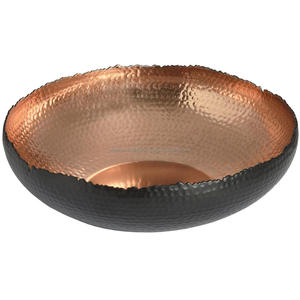Bol à fruits en cuivre avec revêtement noir extérieur qualité supérieure martelé cuivre métal fait bol maison cuisine Restaurant meilleure vente - Product Image 1