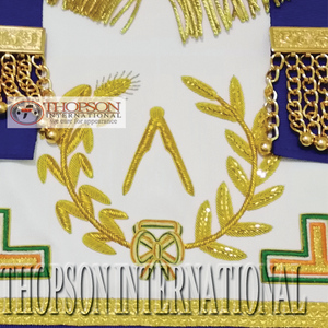 ผ้ากันเปื้อนสำหรับช่างก่ออิฐทองคำทำมือปักปกคอเสื้อด้วยริบบิ้นผ้าคอตตอนฟรีเมสันสำหรับงานเย็บปักถักร้อย - Product Image 3