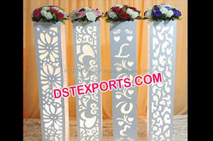 ดอกบัวแต่งงานโลหะคริสตัลเสาออกแบบล่าสุดแต่งงานทองคริสตัลเสาไฟเบอร์คริสตัลตารางชิ้นกลาง - Product Image 2