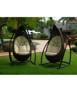 Columpio de ratán polivinílico con cojín negro de 10cm de espesor Ushing tela impermeable/muebles de jardín de Patio origen Vietnam acero - Product Image 3