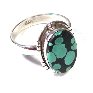 Trois pierres 925 bague en argent sterling tibétain turquoise fait à la main de qualité supérieure printemps été mode pierres précieuses anneaux en gros - Product Image 6