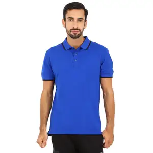 Custom T shirt Blue Short Sleeves Pique Polo T Shirt for Men