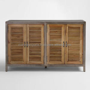 Buffet en bois massif à double obturateur Meubles de maison à usage général pour le salon - Product Image 2