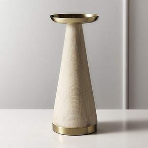 Portavelas cónicos de Metal y madera de latón antiguo - Product Image 1