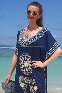 ชุดเดรสแม็กซี่เดรสยาวสำหรับผู้หญิง,ชุดโบฮีเมียนปักลายข้างคอ V ชุดชายหาดปาร์ตี้ปี2019 - Product Image 2