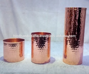 Cuivre martelé Bougie Pot de Trois bougeoirs bougies fabricant de L'inde - Product Image 2