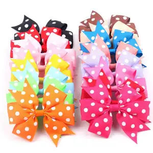 wholesale polka dot Grosgrain Ribbon Hair Bows Baby Girl Hairbow with clip for Hair Accessories